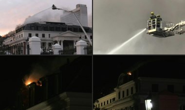 Devastating fire revives at South African parliament