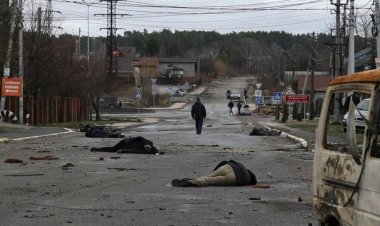 At least 20 bodies seen in one street in town near Kyiv