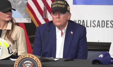 Trump tours fire-hit California neighborhood