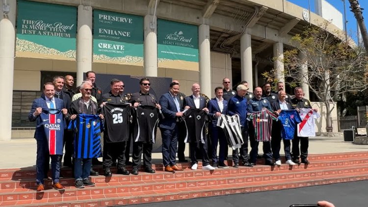 FIFA president visits Rose Bowl, honors first responders