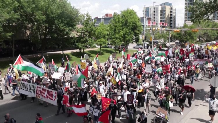 Anti-G7 protesters rally in Calgary