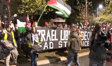 Belgrade protesters demand Gaza ceasefire